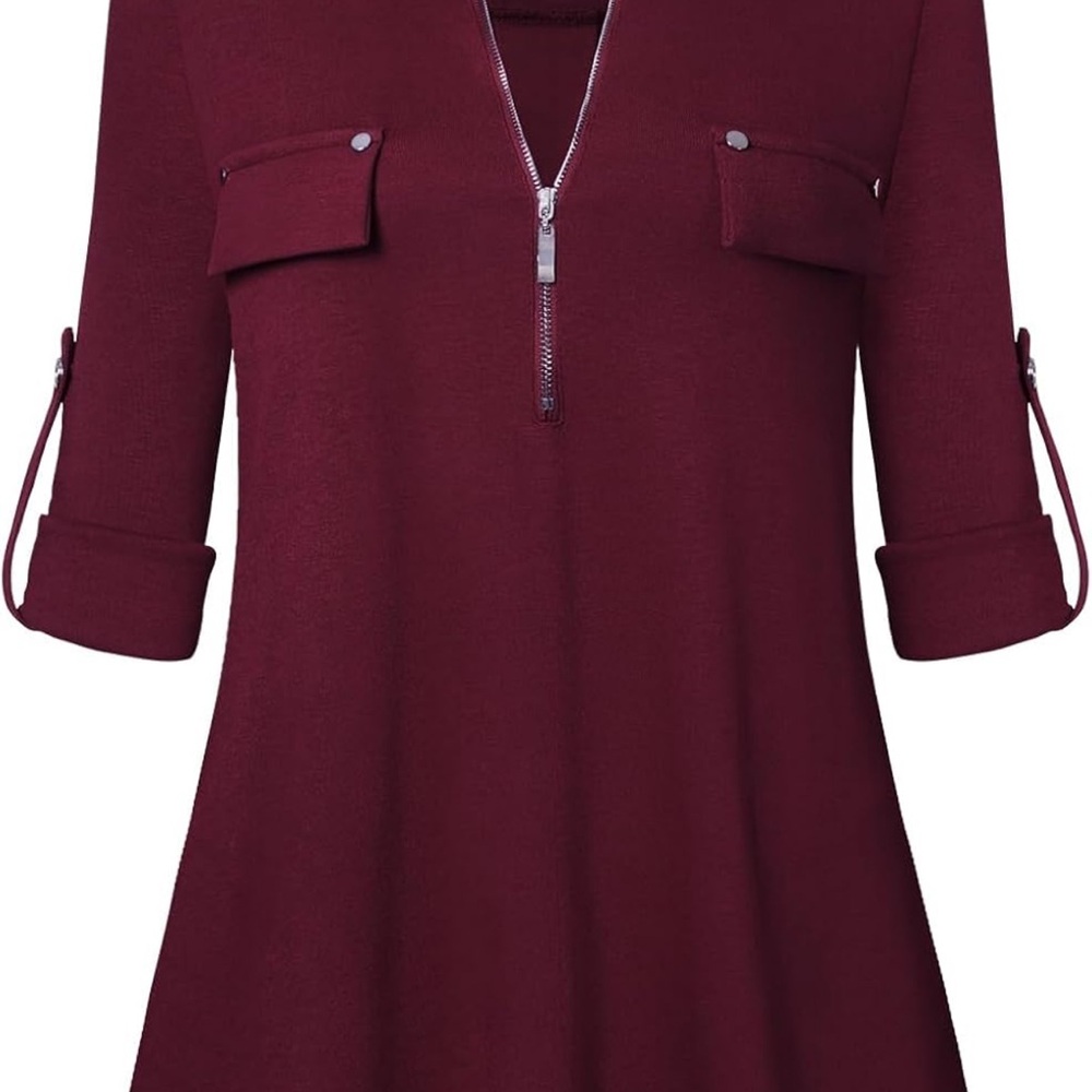Women's Burgundy Zipper Top/Tunic